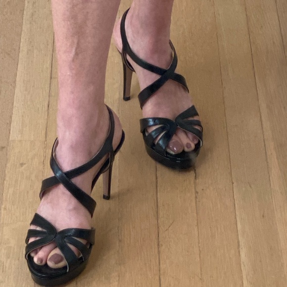 Prada platform sandal. Black patent , 3 inch heel with 1 inch platform. - Picture 2 of 6